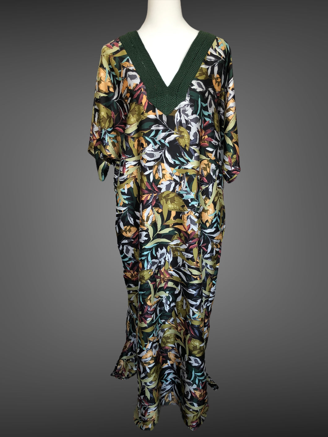 Silk Leaf Pattern Kaftan FW209100