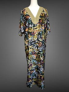 Silk Leaf Pattern Kaftan FW209100