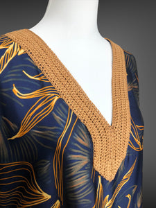 Navy Gold Pattern Kaftan FW20990