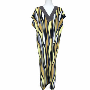 Black Multicolor Wave Pattern Kaftan FW20320