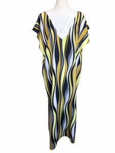 Black Multicolor Wave Pattern Kaftan FW20320