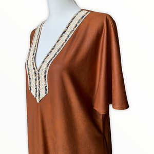 Burnt Faux Leather Kaftan FW20350